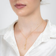 Load image into Gallery viewer, Sterling Silver Gold Plated Polished Double Tear Drop Pendant Chain