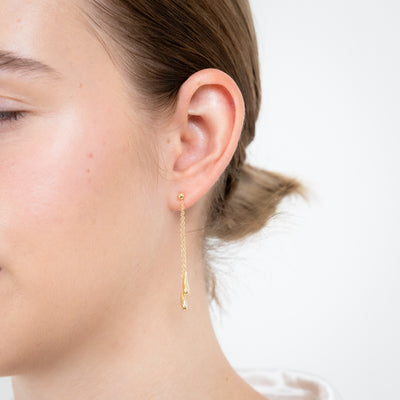 Sterling Silver Gold Plated Polished Double Tear Drop Earrings