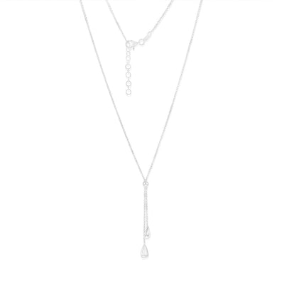 Sterling Silver Polished Double Tear Drop 45cm Chain
