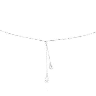 Sterling Silver Polished Double Tear Drop 45cm Chain