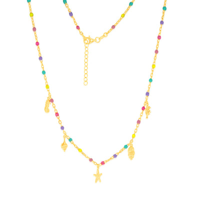 Sterling Silver Gold Plated Multicolour Charm 45cm Chain