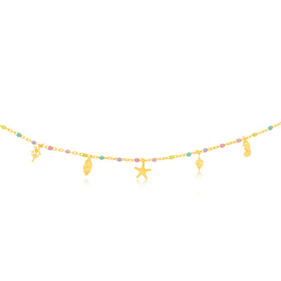Sterling Silver Gold Plated Multicolour Charm 45cm Chain
