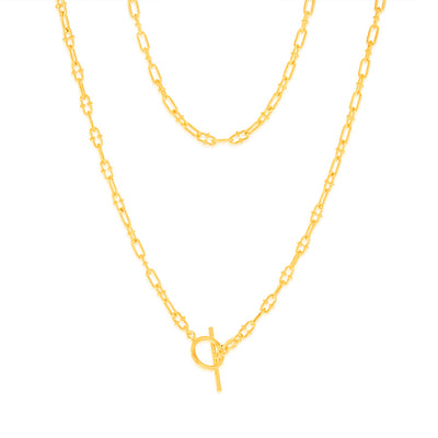Sterling Silver Gold Plated Fancy Link T Bar Clasp 45cm Chain