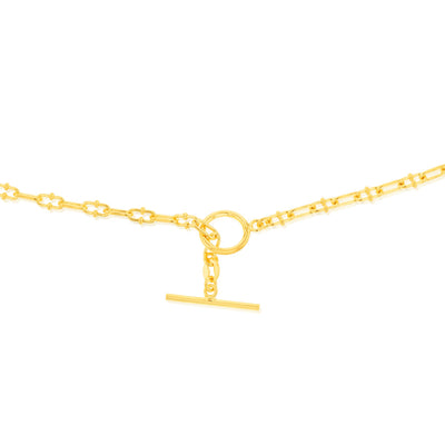Sterling Silver Gold Plated Fancy Link T Bar Clasp 45cm Chain