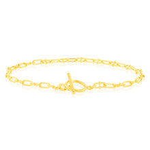 Load image into Gallery viewer, Sterling Silver Gold Plated Fancy Links T Bar Clasp 19cm Bracelet