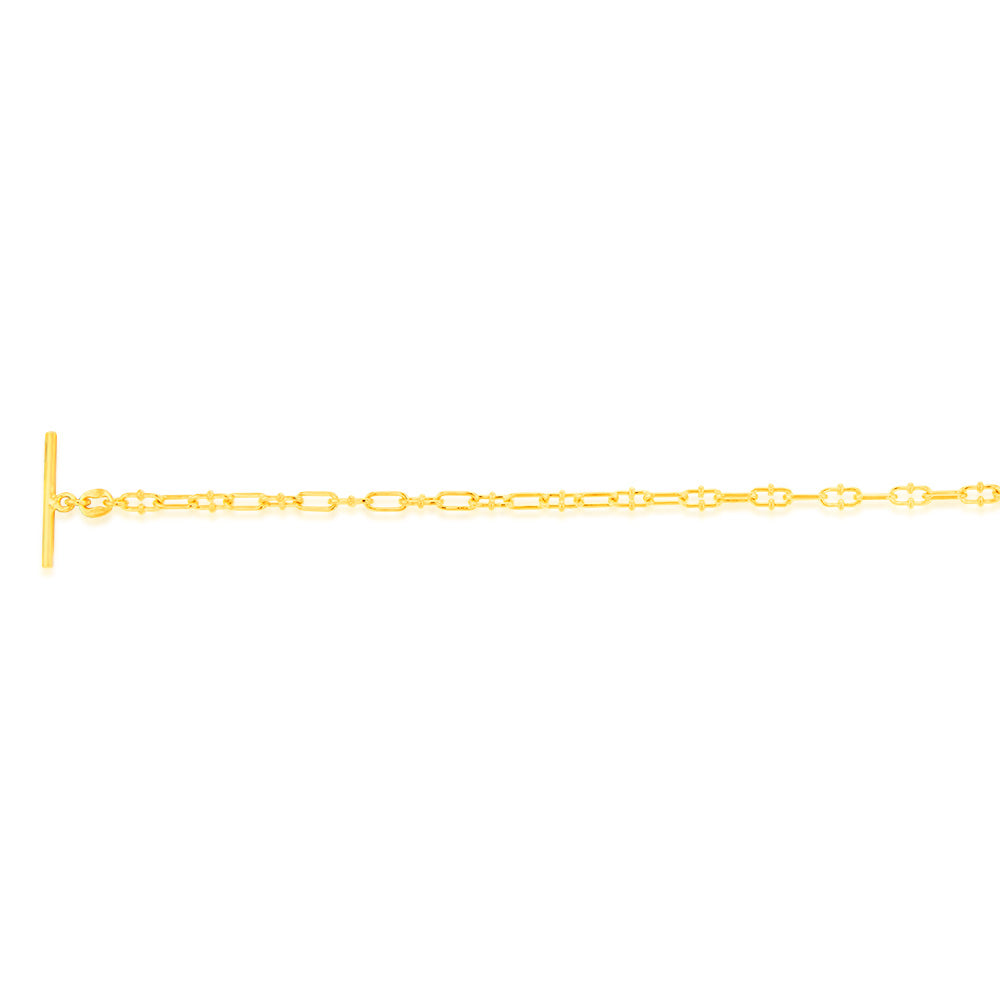 Sterling Silver Gold Plated Fancy Links T Bar Clasp 19cm Bracelet