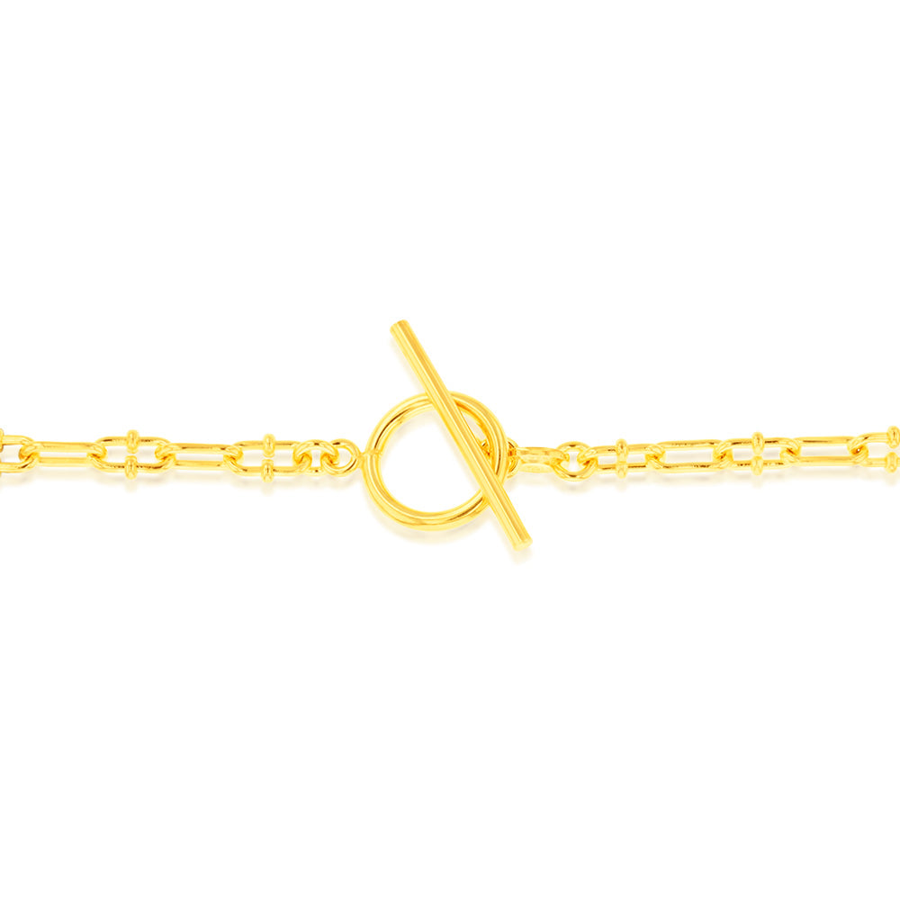 Sterling Silver Gold Plated Fancy Links T Bar Clasp 19cm Bracelet
