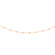 Load image into Gallery viewer, Sterling Silver Gold Plated Pink Enamel Bead 45cm Chain