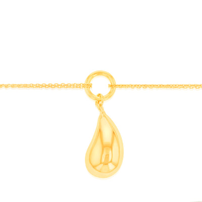 Sterling Silver Gold Plated Polished Tear Drop 20cm Bracelet