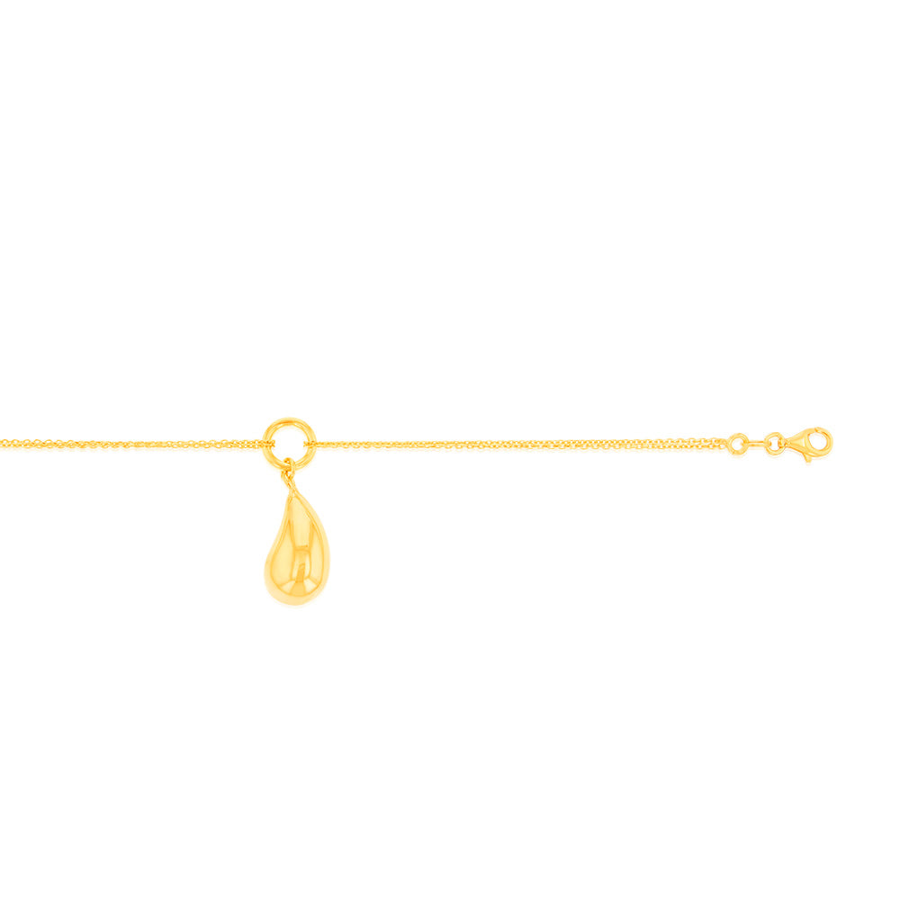 Sterling Silver Gold Plated Polished Tear Drop 20cm Bracelet