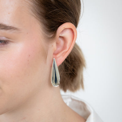 Sterling Silver Polished Large Tear Drop Stud Earrings