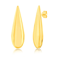 Load image into Gallery viewer, Sterling Silver Gold Plated Polished Large Tear Drop Stud Earrings