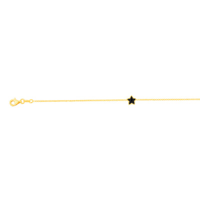 Sterling Silver Gold Plated Black Enamel Star 17+3cm Bracelet