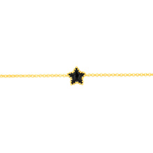 Load image into Gallery viewer, Sterling Silver Gold Plated Black Enamel Star 17+3cm Bracelet