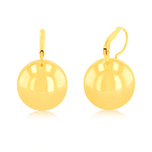 Load image into Gallery viewer, Sterling Silver Gold Plated Polished 18mm Ball Leverback Earrings
