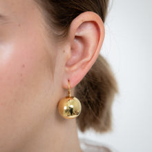 Load image into Gallery viewer, Sterling Silver Gold Plated Polished 18mm Ball Leverback Earrings