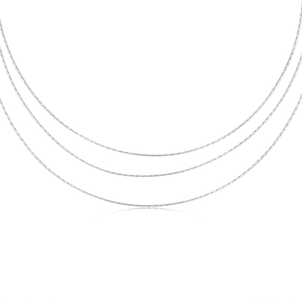 Sterling Silver Triple Layer 40+5cm Chain