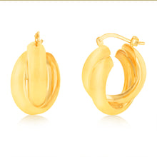 Load image into Gallery viewer, Sterling Silver Gold Plated Twisted Twin Hoop Earrings