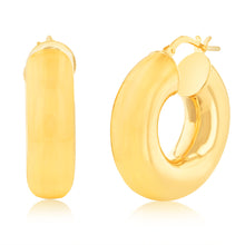 Load image into Gallery viewer, Sterling Silver Gold plated Polished Tube 10mm Hoop Earrings