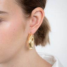 Load image into Gallery viewer, Sterling Silver Gold Plated Polished Tube 20mm Hoop Earrings