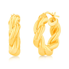 Load image into Gallery viewer, Sterling Silver Gold Plated Twisted Chunky 12mm Hoop Earrings