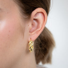 Load image into Gallery viewer, Sterling Silver Gold Plated Twisted Chunky 12mm Hoop Earrings