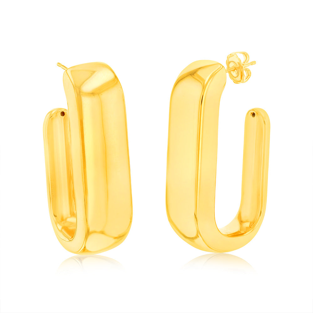 Sterling Silver Gold Plated Polished Chunky 3/4th Hoop Earrings