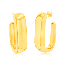 Load image into Gallery viewer, Sterling Silver Gold Plated Polished Chunky 3/4th Hoop Earrings
