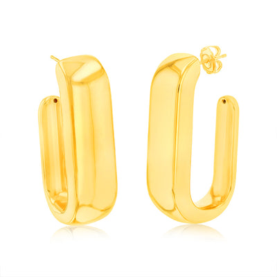 Sterling Silver Gold Plated Polished Chunky 3/4th Hoop Earrings