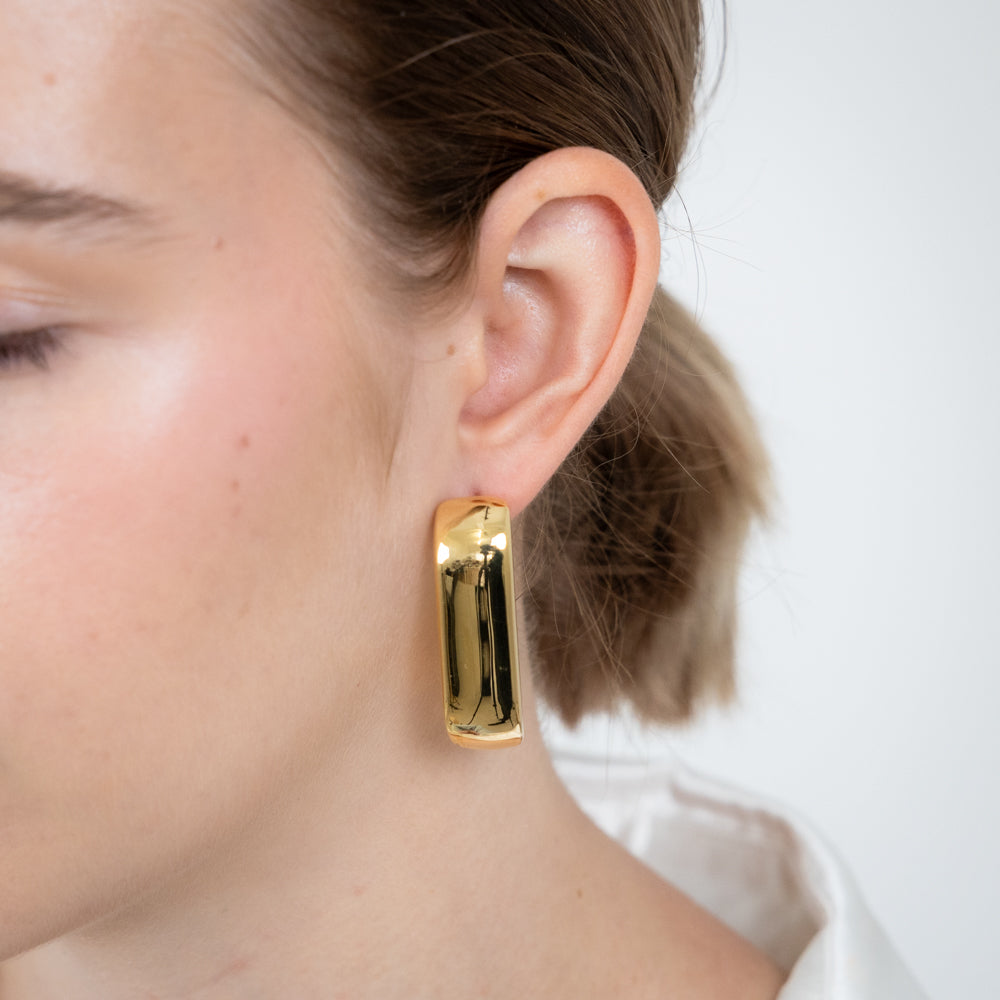 Sterling Silver Gold Plated Polished Chunky 3/4th Hoop Earrings