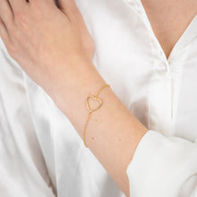 Load image into Gallery viewer, Sterling Silver Gold Plated Open Heart 19cm Bracelet