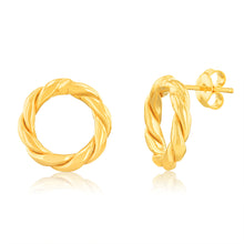 Load image into Gallery viewer, Sterling Silver Gold Plated Patterned Circle Of Life Stud Earrings