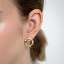 Load image into Gallery viewer, Sterling Silver Gold Plated Patterned Circle Of Life Stud Earrings