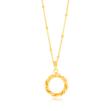Load image into Gallery viewer, Sterling Silver Gold Plated Patterned Circle Of Life Pendant On Chain