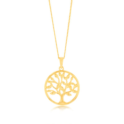 Sterling Silver Gold Plated Tree Of Life Pendant