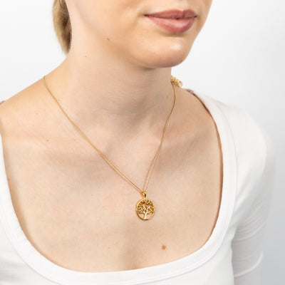 Sterling Silver Gold Plated Tree Of Life Pendant
