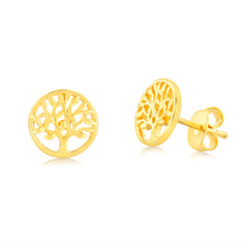 Load image into Gallery viewer, Sterling Silver Rose Gold Plated Tree Of Life Stud Earrings