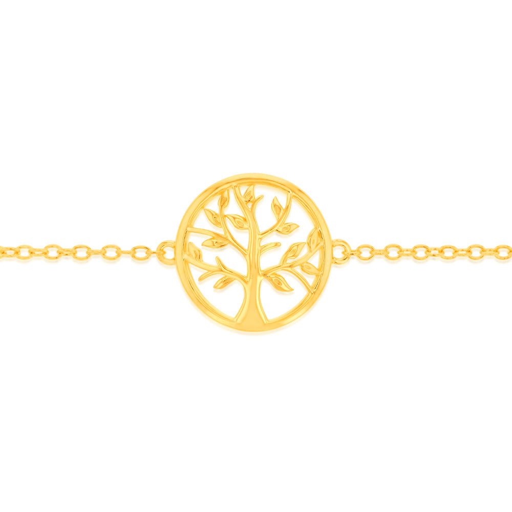 Sterling Silver Gold Plated Tree Of Life 16+3cm Bracelet