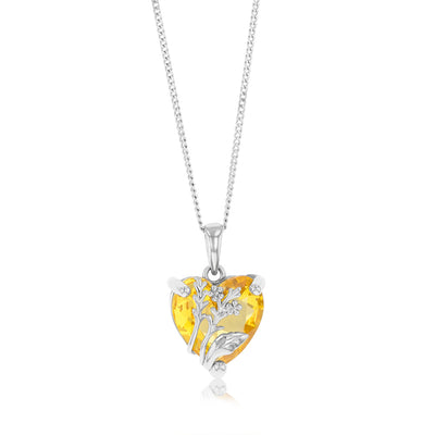 Sterling Silver Champane Heart Cubic Zirconia Pendant