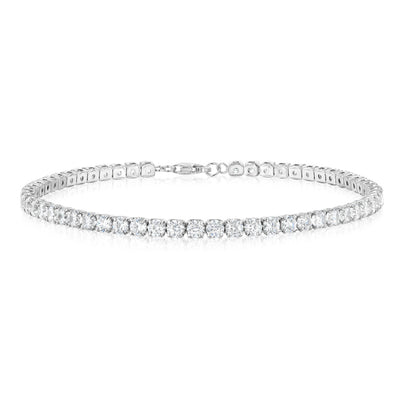 Sterling Silver White Cubic Zirconia Tennis 19cm Bracelet