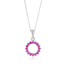 Load image into Gallery viewer, Sterling Silver Red Created Spinel Circle Of Life Pendnt