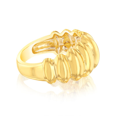 Sterling Silver Gold Plated Ribbed Polished Fancy Ring