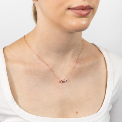 Sterling Silver Rose Gold Plated Morganite Pear Cubic Zirconia Infinity Pendant On Chain