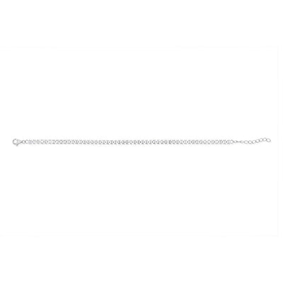 Sterling Silver Rhodium Plated White Baguette Zirconia 16.5+3cm Tennis Bracelet