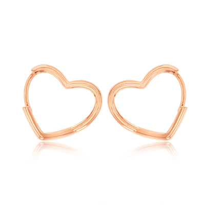 Sterling Silver Rose Gold Plated Heart Shaped Sleeper Earrings