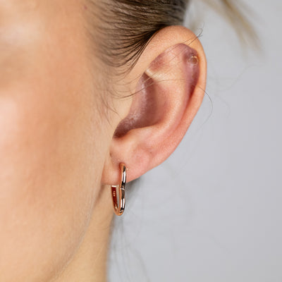 Sterling Silver Rose Gold Plated Heart Shaped Sleeper Earrings