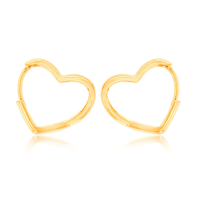 Sterling Silver Gold Plated Heart Shaped Sleeper Hoop Earrings