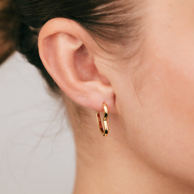 Sterling Silver Gold Plated Heart Shaped Sleeper Hoop Earrings