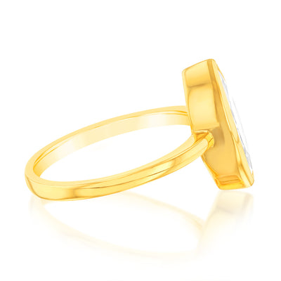 Sterling Silver Gold Plated Marquise Shaped White Zirconia Ring