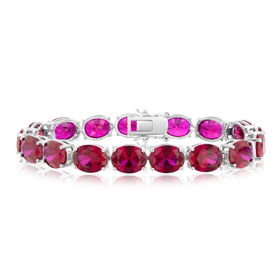 Sterlings Silver Created Ruby 18.4cm Tennis Bracelet